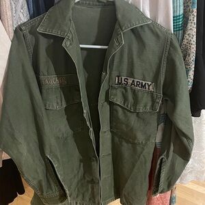 Olive Green Military Style Utility Jacket